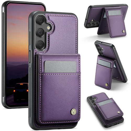 Samsung Galaxy A16 5G JEEHOOD J06 British Style RFID MagSafe Card Bag PU Phone Case - Purple